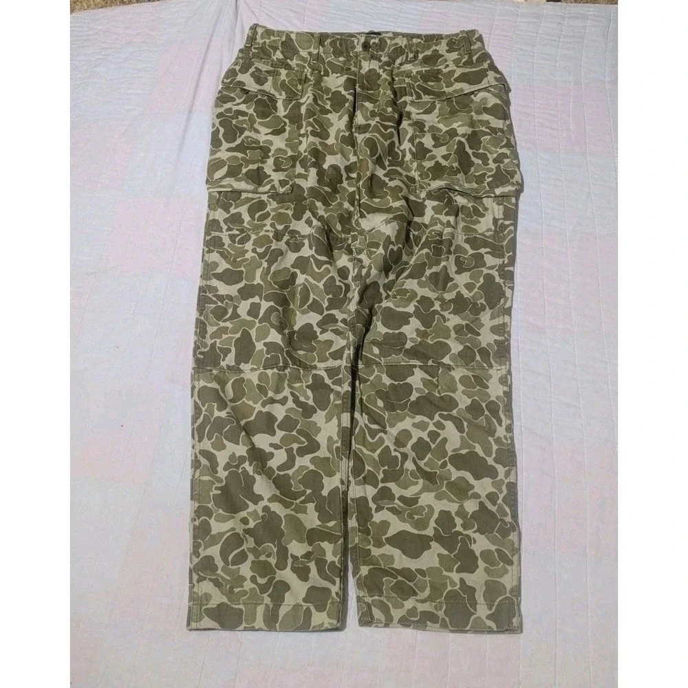 Gap Men 33x30 Duck Camo Utility Pants Cotton Cargo Relaxed Fit Baggy Double Knee